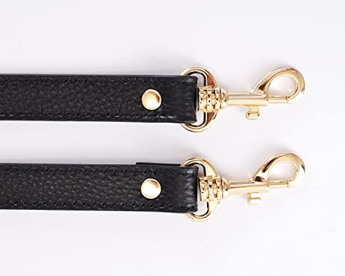 VanEnjoy Pair Full Grain Leather Replacement Strap For Handbags Purse Bags-26“Long,0.71"Wide (Black) (Black)