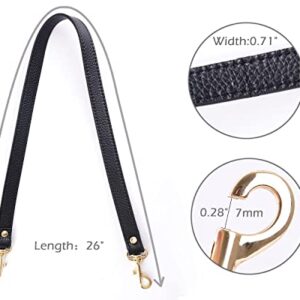 VanEnjoy Pair Full Grain Leather Replacement Strap For Handbags Purse Bags-26“Long,0.71"Wide (Black) (Black)