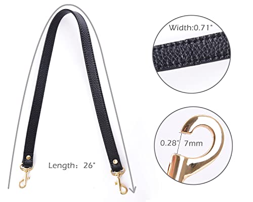 VanEnjoy Pair Full Grain Leather Replacement Strap For Handbags Purse Bags-26“Long,0.71"Wide (Black) (Black)