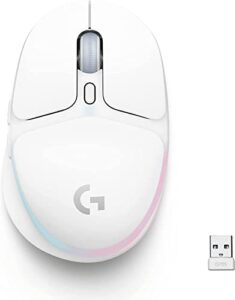 logitech g705 wireless gaming mouse, customizable lightsync rgb lighting, lightspeed, bluetooth connectivity, lightweight, pc/mac/laptop – white mist