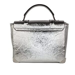 Michael Kors Manhattan Medium Top Handle Bag School Satchel (Silver)