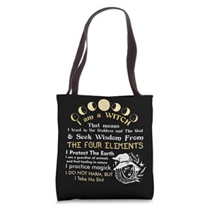 i am a witch pagan witch affirmation occult wicca witchcraft tote bag