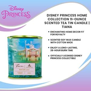 Ukonic Disney Princess Home Collection Tiana 11-Ounce Scented Tea Tin Candle with Water Lily Aromatic Fragrance | 28-Hour Burn Time | Home Decor Housewarming Essentials, and Collectibles