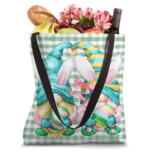 Cute Easter Gnome For Egg Hunting On Spring Buffalo Plaid Tote Bag