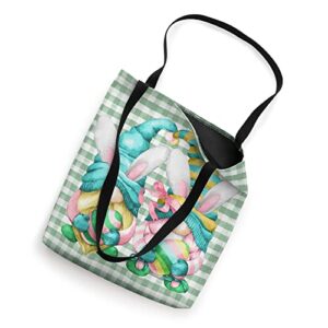 Cute Easter Gnome For Egg Hunting On Spring Buffalo Plaid Tote Bag