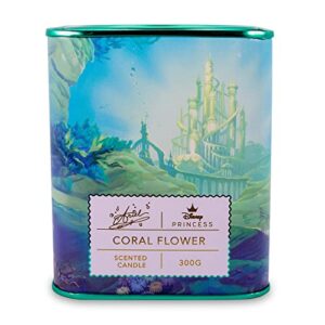 disney princess home collection ariel 11-ounce scented tea tin candle with coral flower fragrance | 28-hour burn time | home decor housewarming essentials, the little mermaid gifts and collectibles