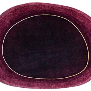 Irregular Shape Modern Geometric Area Rug for Living Room Solid Burgundy Striped Circle Dining Room Playroom Bedroom Runner Rugs Extra Large Indoor Outdoor Carpet 4x6ft