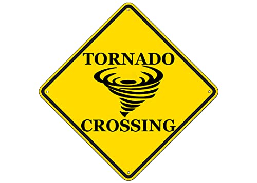 Funny Metal Warning Tornado Crossing XING Tin Sign Wall Décor Man Cave Bar