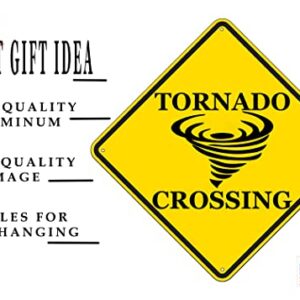 Funny Metal Warning Tornado Crossing XING Tin Sign Wall Décor Man Cave Bar