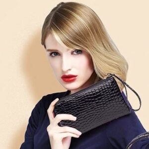 Vincent83 Crocodile leather pattern clutch bag - Design clutch bag, Leather clutch bag, Black