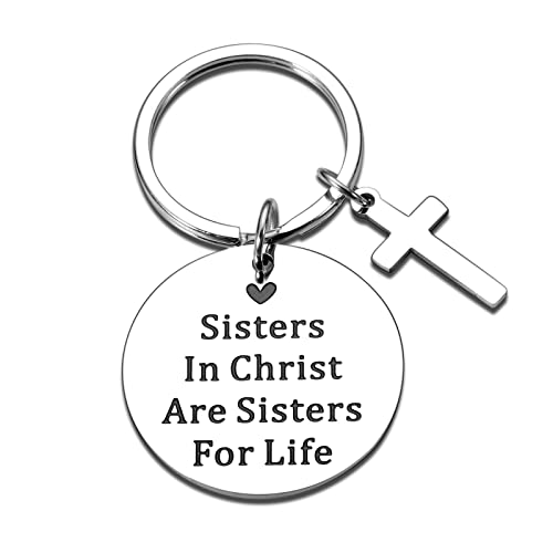 ZZP Christmas Gifts for Bible Study Group Women Friends Sisters In Christ Are Sisters For Life Key Chain Christian Religious Gifts Birthday Friendship Gifts for Christian Sister Girls