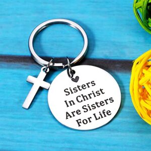 ZZP Christmas Gifts for Bible Study Group Women Friends Sisters In Christ Are Sisters For Life Key Chain Christian Religious Gifts Birthday Friendship Gifts for Christian Sister Girls