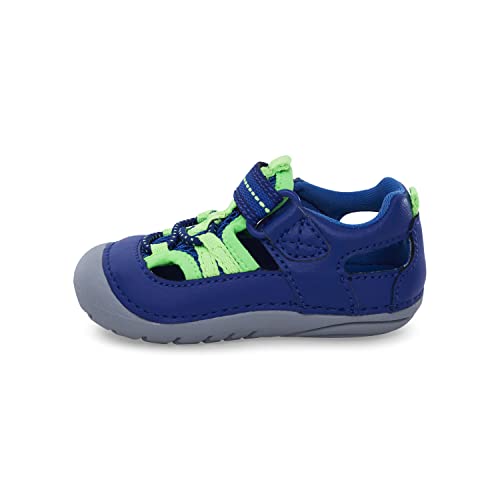 Stride Rite Baby Boys Soft Motion Tobias First Walker Shoe, Blue/Lime, 3 Infant