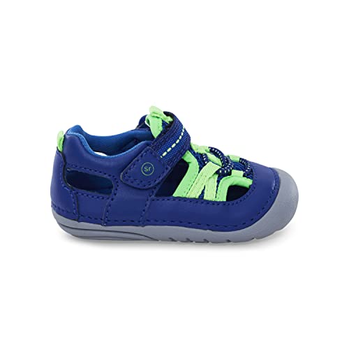 Stride Rite Baby Boys Soft Motion Tobias First Walker Shoe, Blue/Lime, 3 Infant