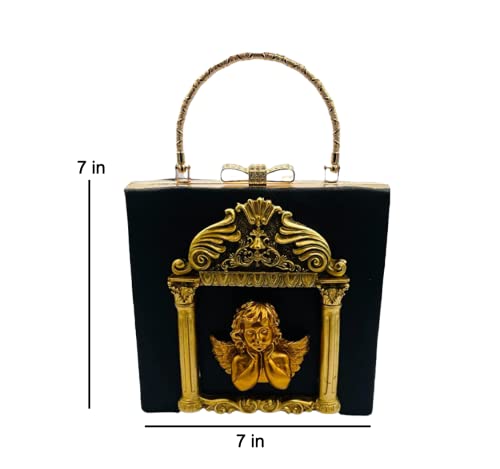 YVLSS Women's Vintage Casual Gold Angel Evening Purse for Women for Date Night Party Club Occasion | Cross Body Bag Purses For Women