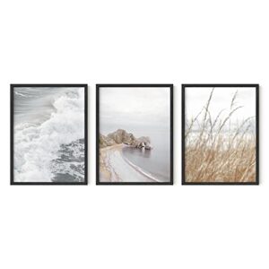 haus and hues beach pictures wall art – set of 3 nautical wall prints ocean pictures for wall serene artwork coastal pictures wall art ocean posters of beach scenes relaxing wall art (12×16, unframed)