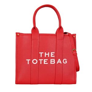 jqalimovv the tote bags for women – large pu leather tote bag trendy travel tote bag handbag top-handle shoulder crossbody bags (red)