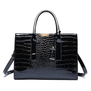 gjgjter top-handle handbags purse women crocodile pattern satchel pu leather shoulder bag tote-black