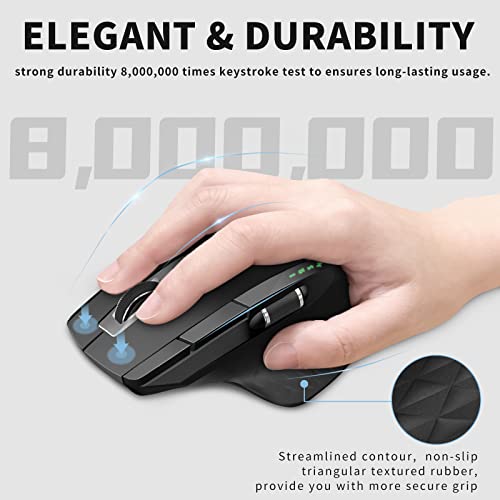 Rapoo Bluetooth Wireless Mouse, 4 Adjustable DPI Rechargeable Bluetooth Mouse, Multi-Device (3 Bluetooth+USB) Programmable Ergonomic Mouse with Side Roller, Laser Mouse for Laptop Desktop PC