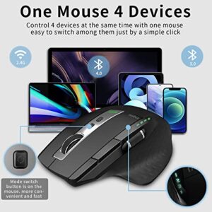 Rapoo Bluetooth Wireless Mouse, 4 Adjustable DPI Rechargeable Bluetooth Mouse, Multi-Device (3 Bluetooth+USB) Programmable Ergonomic Mouse with Side Roller, Laser Mouse for Laptop Desktop PC