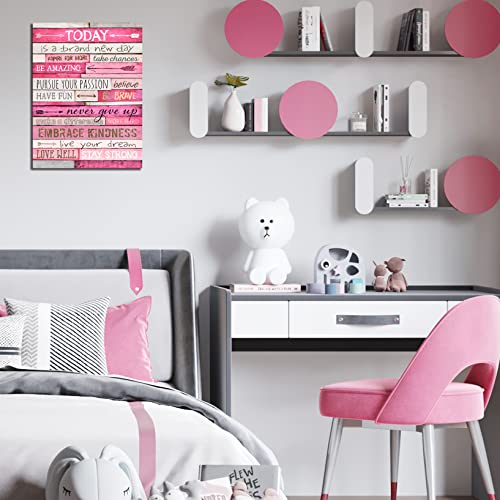 Pink Wall Decor - Inspirational Quotes Wall-Art - Motivational Bedroom Decor For Teen Girls - Office Gifts For Women With Framed Canvas Artwork Ready to Hang 15" W x 11.5" H