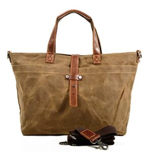 canvas hobo bags for women leather tote bag shoulder bag top handle satchel purses and handbags (brown)