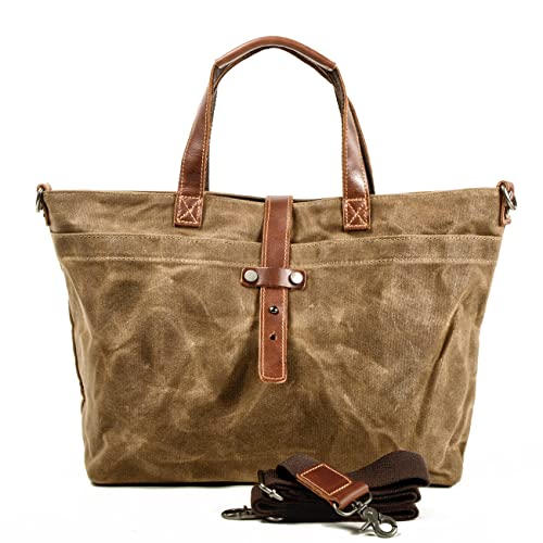 Canvas Hobo Bags for Women Leather Tote Bag Shoulder Bag Top Handle Satchel Purses and Handbags (Brown)