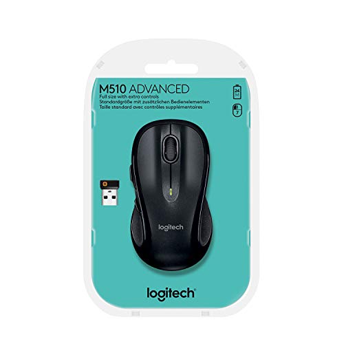 Logitech M510 Mouse, Wireless Black, 910-001825 (Black)