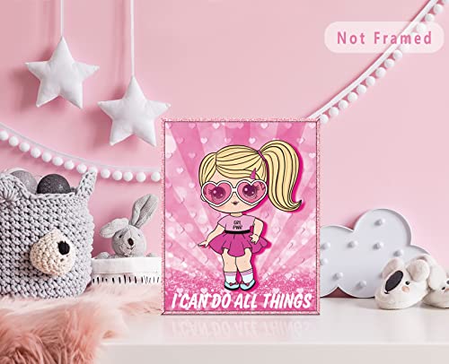 DRBLUEB 9 Pieces LOL Doll Themed Wall Art Prints Pink Cartoon Wall Poster Motivational Wall Decor Paint for Girls Bedroom Kids Teen 8inch X 10inch