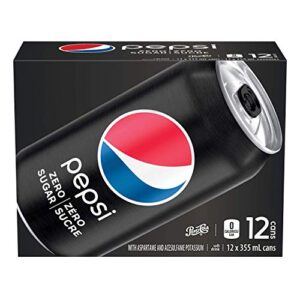 pepsi zero sugar cans, zero calories, max pepsi taste 355ml/12oz., 12pk. {imported from canada}