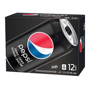 Pepsi Zero Sugar Cans, Zero Calories, Max Pepsi Taste 355mL/12oz., 12pk. {Imported from Canada}