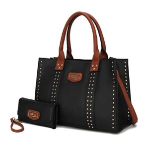 mkf collection tote bag for women, vegan leather top-handle crossover wristlet wallet & satchel handbag purse
