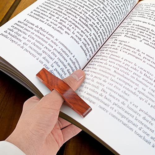 Handmade Red Walnut Wooden Book Page Holder- Convenient Thumb Ring Reading Personalized Book Assistant, Book Accessories, Gift for Readers, Reading Bookmarks (Red Walnut, Medium - 0.85”)