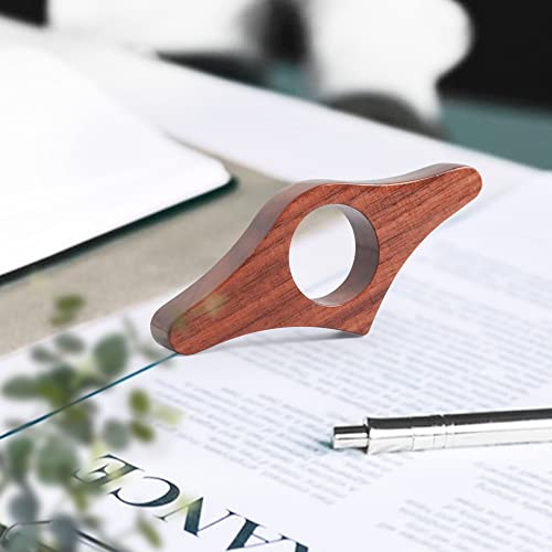 Handmade Red Walnut Wooden Book Page Holder- Convenient Thumb Ring Reading Personalized Book Assistant, Book Accessories, Gift for Readers, Reading Bookmarks (Red Walnut, Medium - 0.85”)