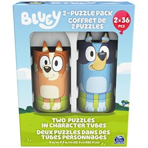 bluey, 36 piece jigsaw puzzle two pack toy gift set with easy to store tube packaging, for kids aged 3 and up