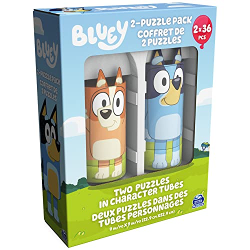 Bluey, 36 Piece Jigsaw Puzzle Two Pack Toy Gift Set with Easy to Store Tube Packaging, for Kids Aged 3 and up