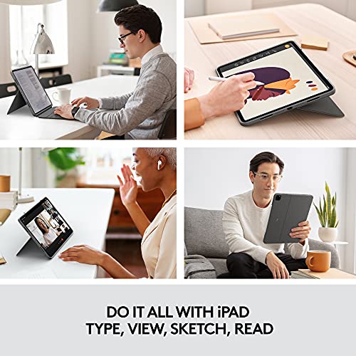 Logitech Combo Touch iPad Pro 12.9-inch (5th, 6th gen - 2021, 2022) Keyboard Case - Detachable Backlit Keyboard with Kickstand, Click-Anywhere Trackpad, Smart Connector - Oxford Gray; USA Layout