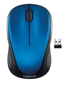 logitech m317 wireless mouse, 2.4 ghz with usb receiver, 1000 dpi optical tracking, 12 month battery, compatible with pc, mac, laptop, chromebook – blue