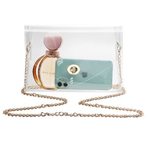 zoegate clear purse for women clear crossbody bag stadium approved clear handbag clear clutch purses for women with duck purse charm & stickers