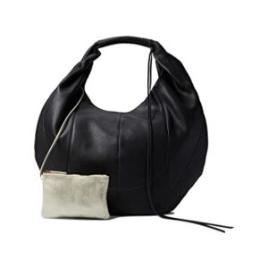 HOBO Eclipse Medium Hand Bag For Women - Magnetic Disc Closure With Premium Leather Construction, Crescent Shaped Unique and Stylish Hand Bag Black One Size One Size