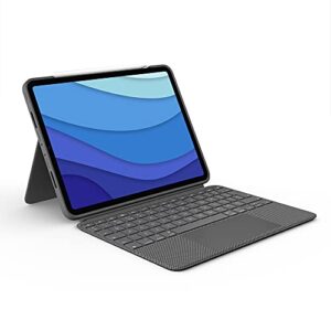 logitech combo touch ipad pro 11-inch (1st, 2nd, 3rd, 4th gen – 2018, 2020, 2021, 2022) keyboard case – detachable backlit keyboard, click-anywhere trackpad – oxford gray; usa layout