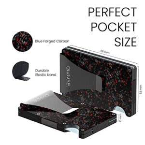 Bemmo Front Pocket Carbon Fiber Slim Wallet, Minimalist RFID Blocking Metal Card Holder with Money Clip, Holds up to 12 Cards, Great Gift Item for Men and Women (Forged Carbon Red)