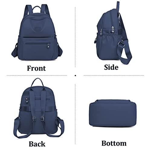 Backpack Purse for Women Fashion Small Backpack for Teen Girls Nylon Rucksack Water Resistant Back Pack Blue