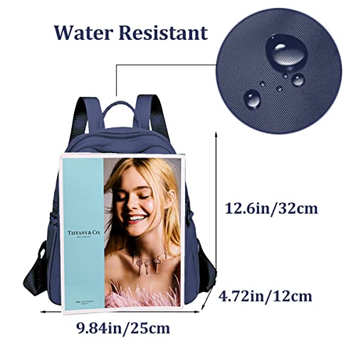 Backpack Purse for Women Fashion Small Backpack for Teen Girls Nylon Rucksack Water Resistant Back Pack Blue