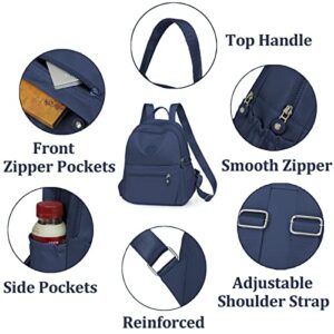 Backpack Purse for Women Fashion Small Backpack for Teen Girls Nylon Rucksack Water Resistant Back Pack Blue