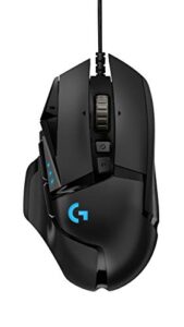 logitech g502 hero high performance wired gaming mouse, 25k sensor, 25,600 dpi, rgb, adjustable weights, 11 programmable buttons, on-board memory, pc/mac – black