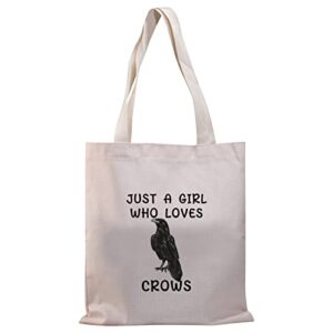 bdpwss crow lover gift raven crow bird lover gift just a girl who loves crows black crow tote bag (girl loves crows tg)