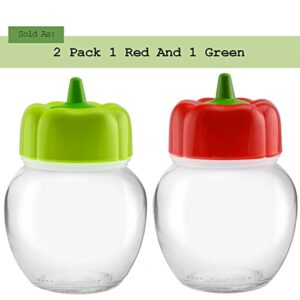 Seasoning Shaker Perforated Top Shaker For Parmesan Cheese, Pepper, Kosher Salt, Glass Jar With Cute Pepper Lid, Dishwasher Safe - 7oz - Set Of 2