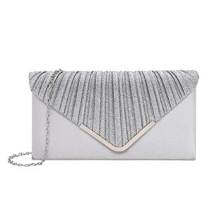 women silver evening bags clutch purses for wedding party formal dressy handbag with shoulder chain