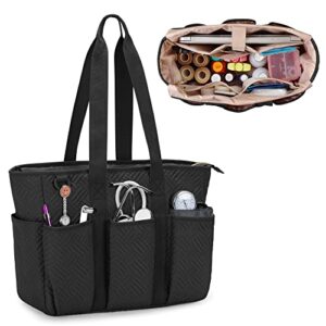 fasrom nurse tote bag for work nurses, clinical bag for nursing school students and home health care staff, black (empty bag only)